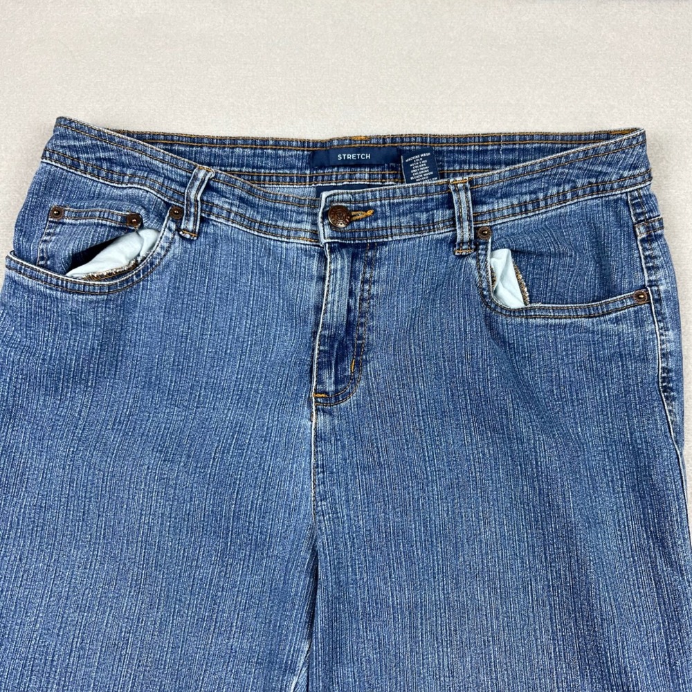 Vintage Bill Blass Women 14P Blue Wash Straight Leg Stretch Slub Denim Jeans UAE - Picture 2 of 9